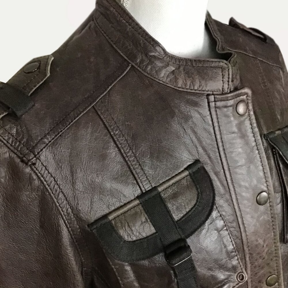 Wilson Vintage Brown Military Style Leather Coat - Picture 2 of 11